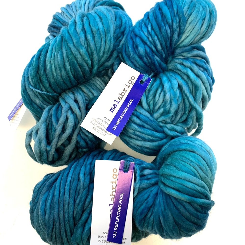 Brand new 3 Skeins Malabrigo Rasta Yarn Reflecting Pool Super Bulky Pure Merino